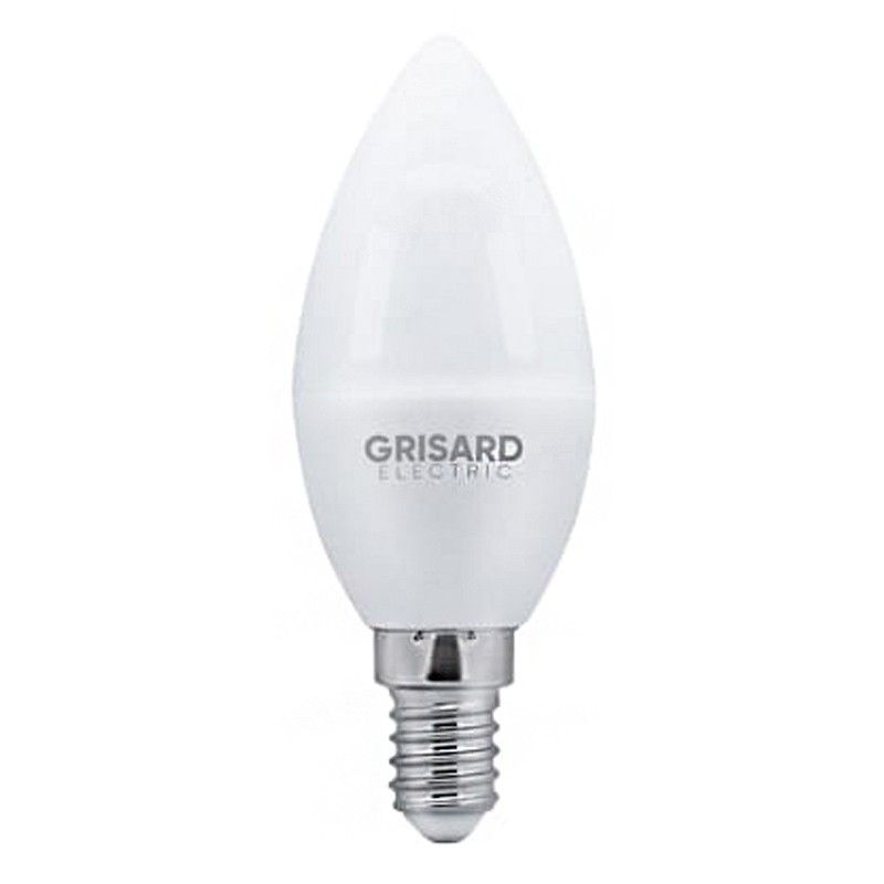Лампа светодиодная GRISARD ELECTRIC C37 Е14 7Вт 3000К 220В, Теплый белый свет 100 шт